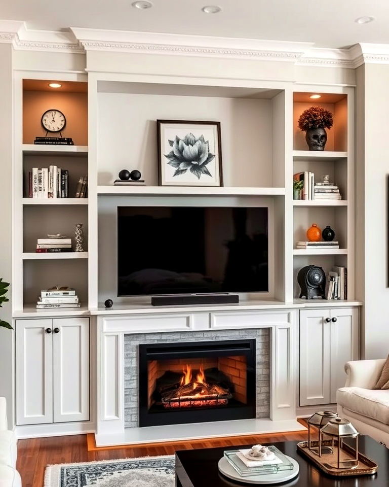 fireplace with built in entertainment center