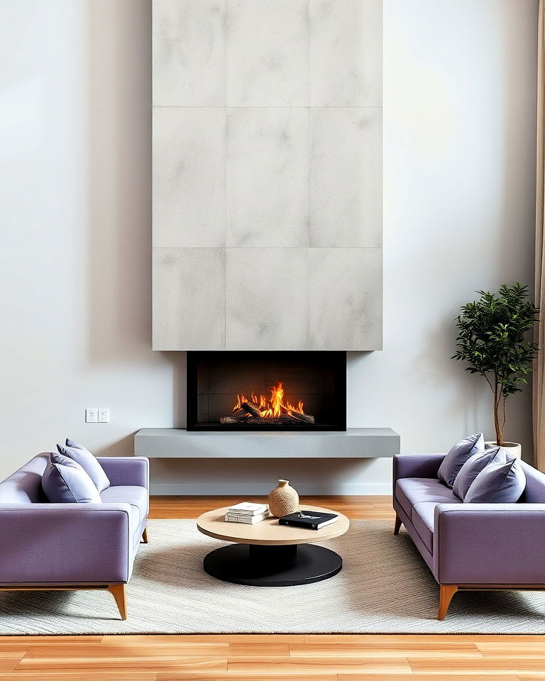 floating concrete fireplace design