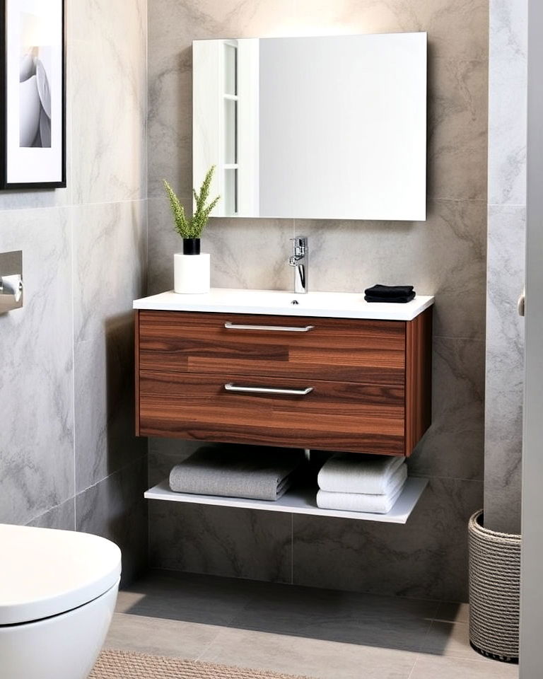 floating corner vanities for space efficiency
