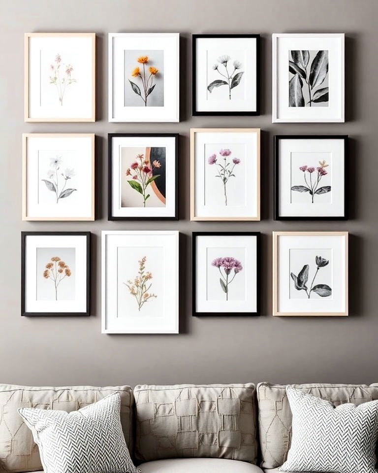 floating frame gallery wall