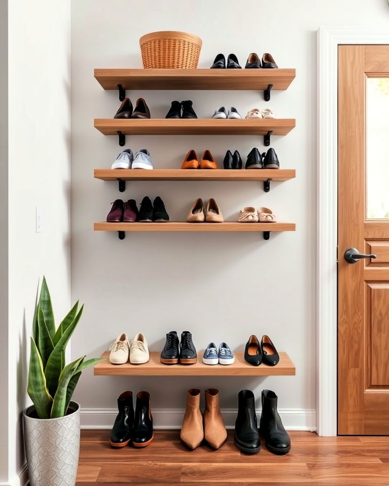 floating shelves for shoe storage