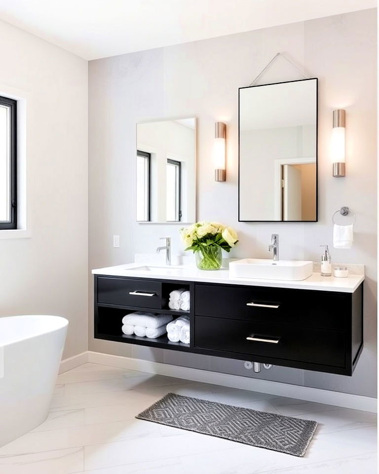 floating vanity for extra half bathroom space