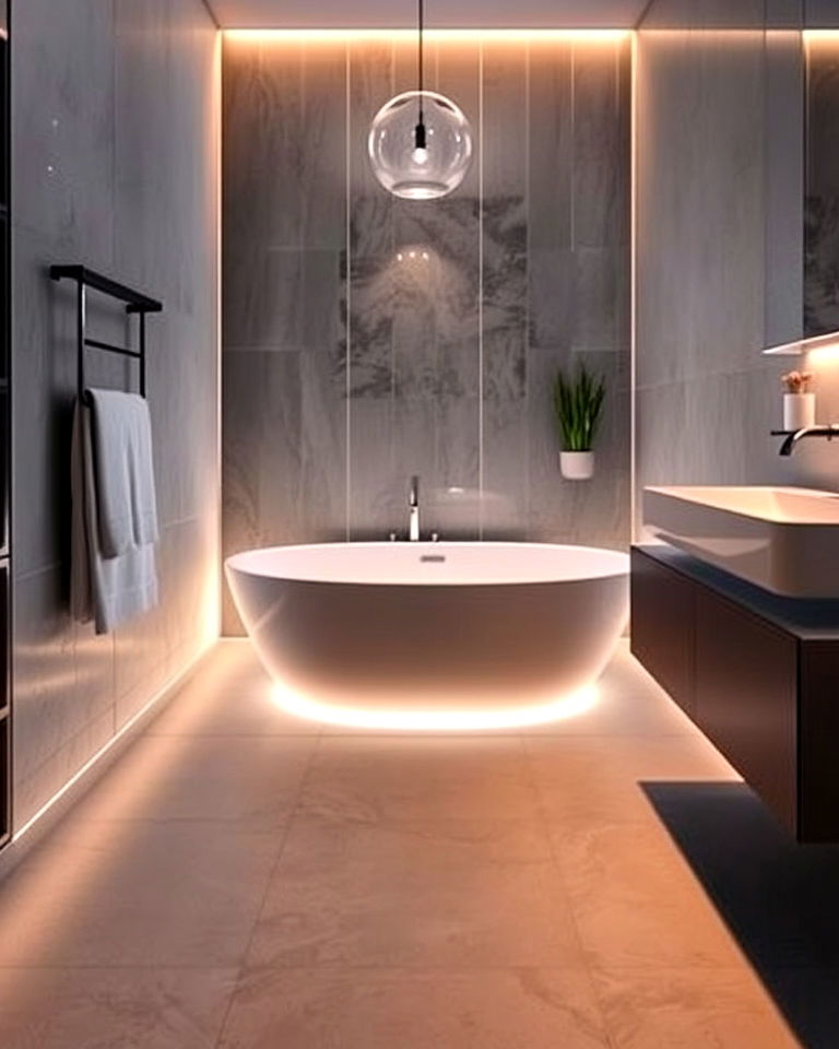 floor level bathroom lighting for a unique effect