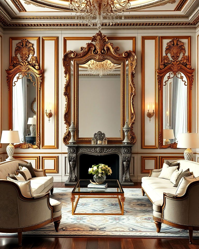 floor to ceiling ornate mirrors for living room decor