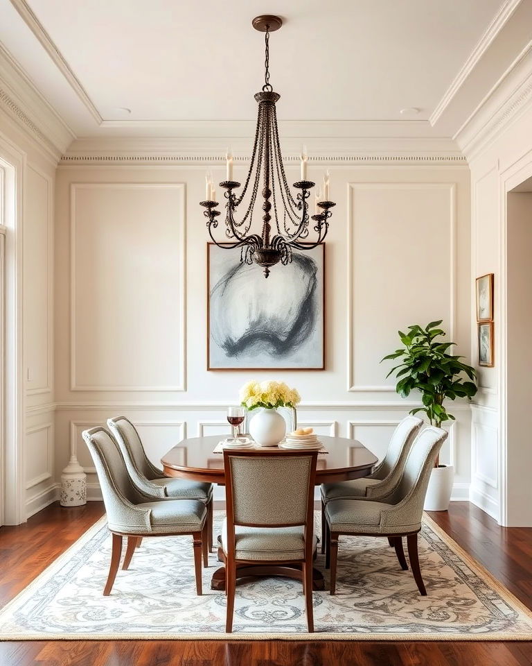 floor to ceiling stately dining room wainscoting