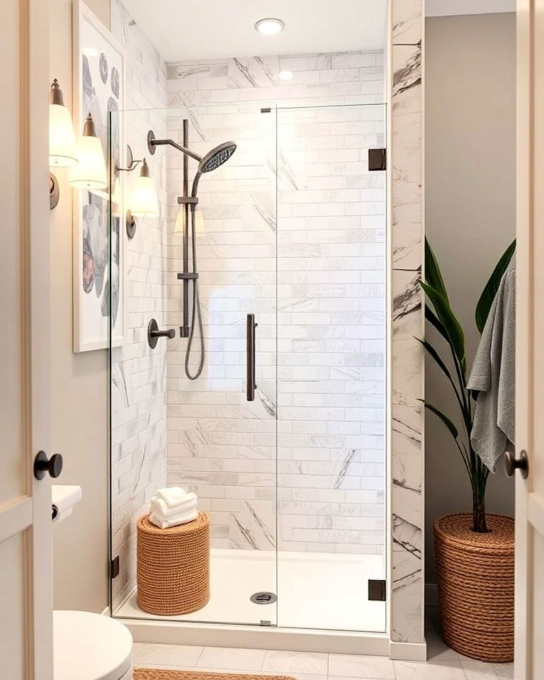 floor to ceiling tile for a small walk in shower