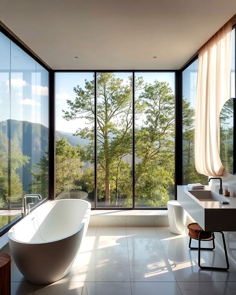 floor to ceiling windows bathroom