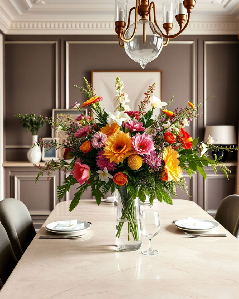 floral arrangements parisian dining room