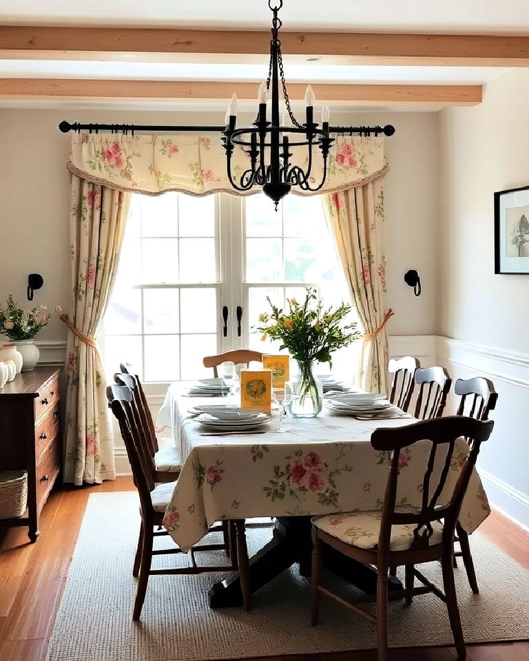 floral prints and fabrics dining room