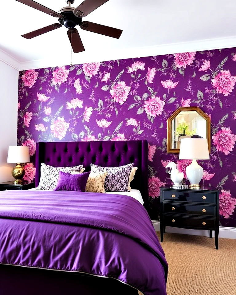 floral purple patterns for bedroom