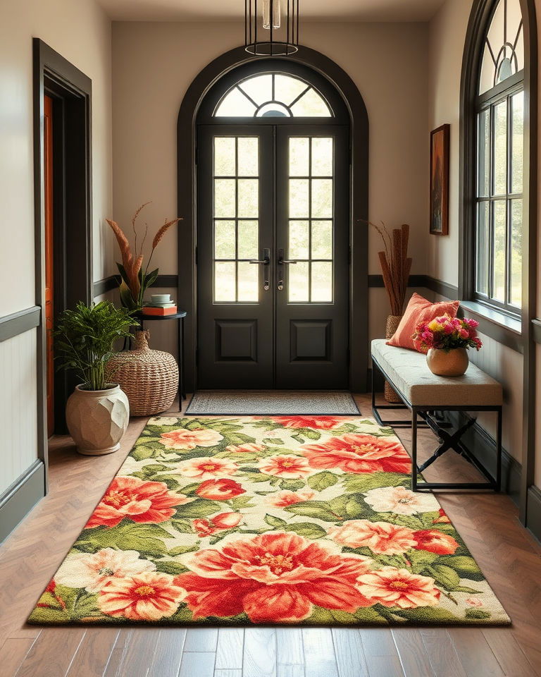 floral rug for a touch of nature