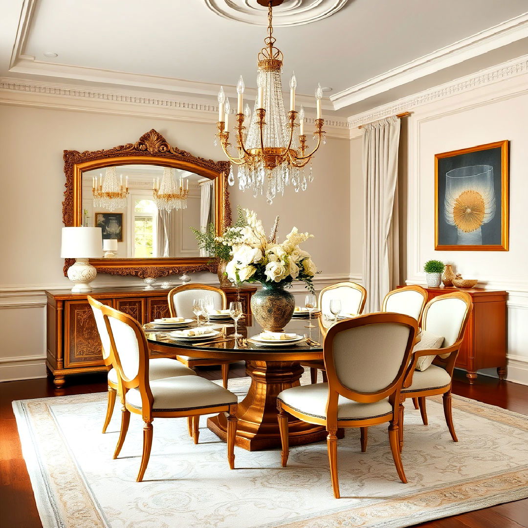 formal dining room gold accents
