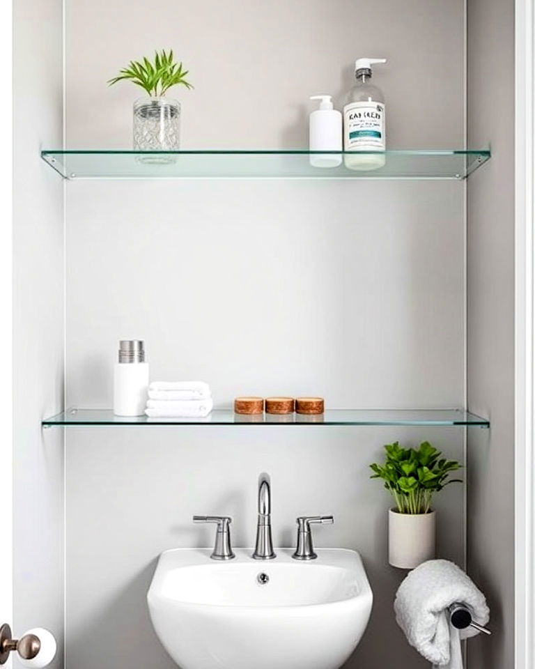 frameless glass shelving sleek bathroom storage