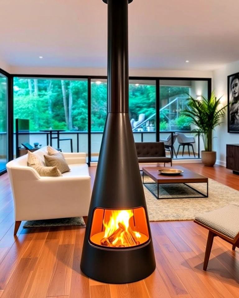 freestanding metal fireplace