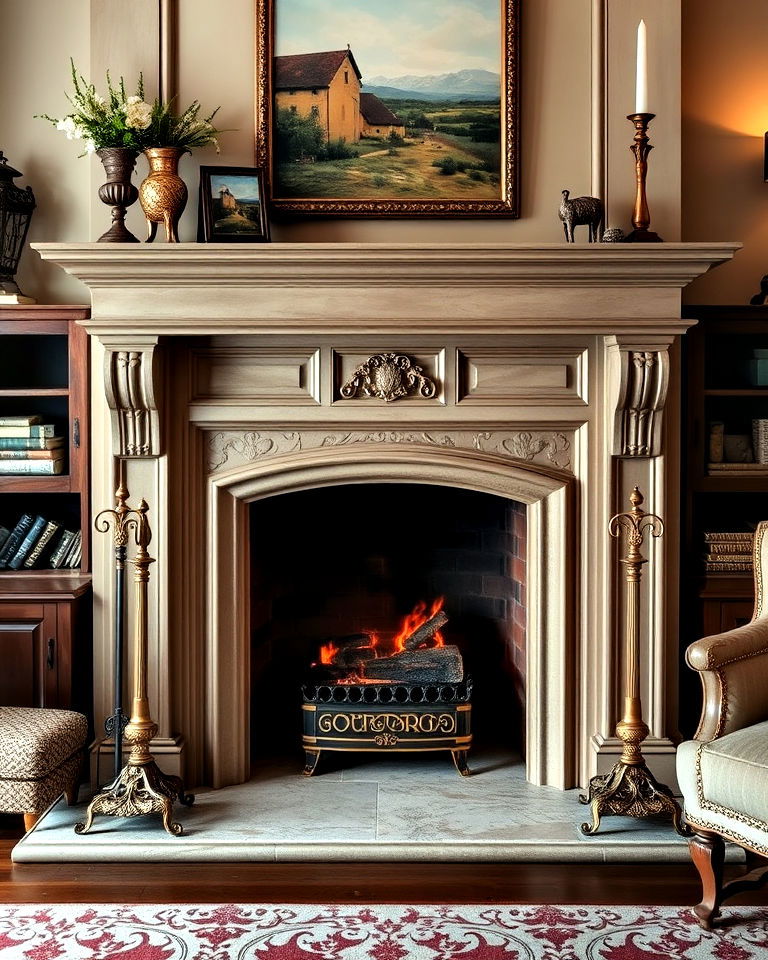 french provincial fireplace accessories