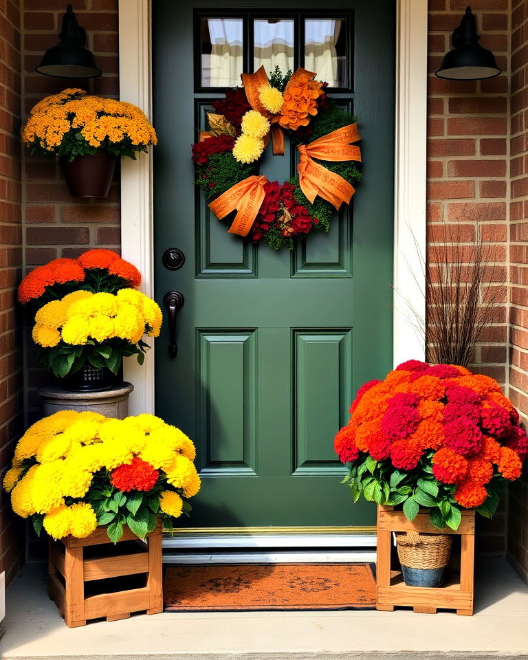 front door potted mums