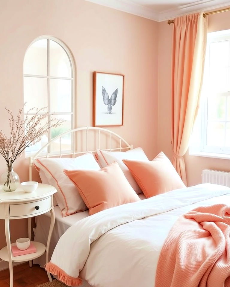 frosty peach decor for pastel bedroom