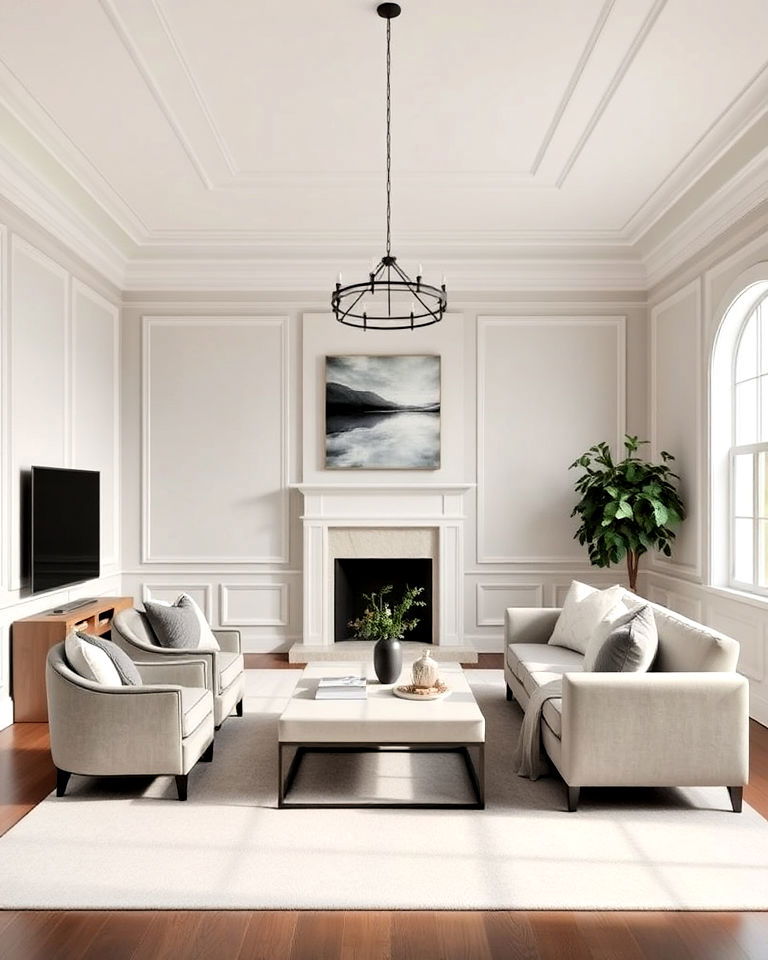 full height wainscoting for living room