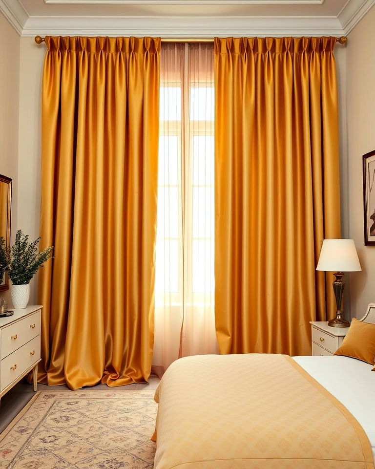 full length gold curtains for bedroom