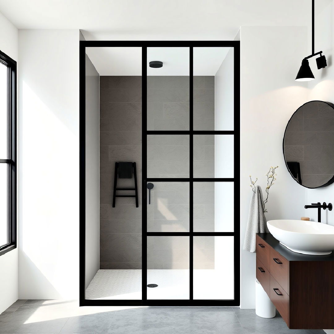 functional black frame shower partition