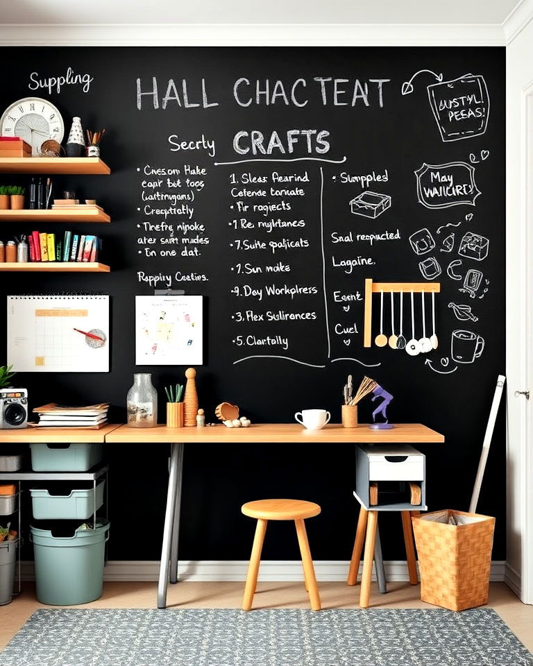 functional craft room chalkboard wall