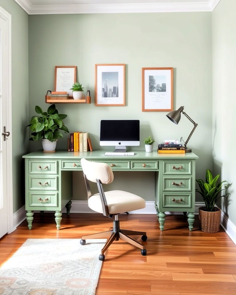 functional sage green desk