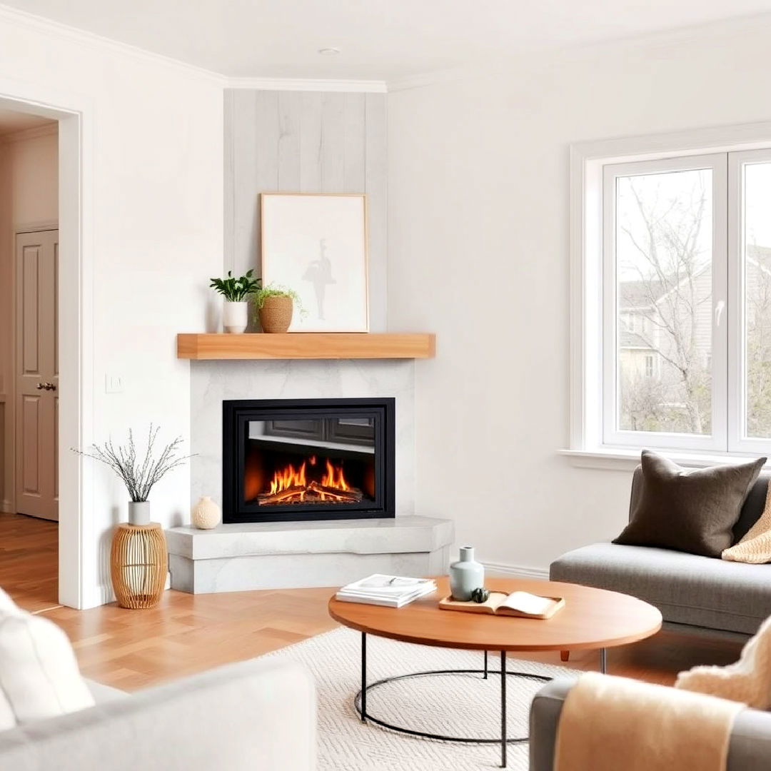 functional scandinavian style corner gas fireplace