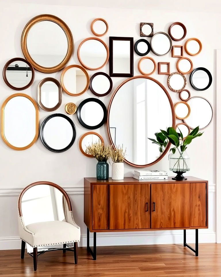 gallery of small mirrors for a dynamic display