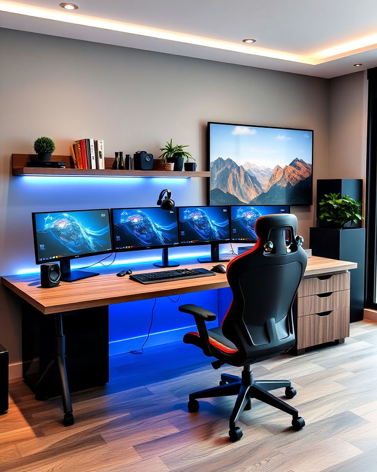 gaming desk setup home office for him