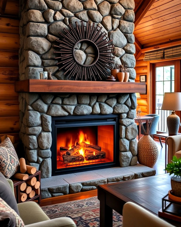 gas fireplace with log effect