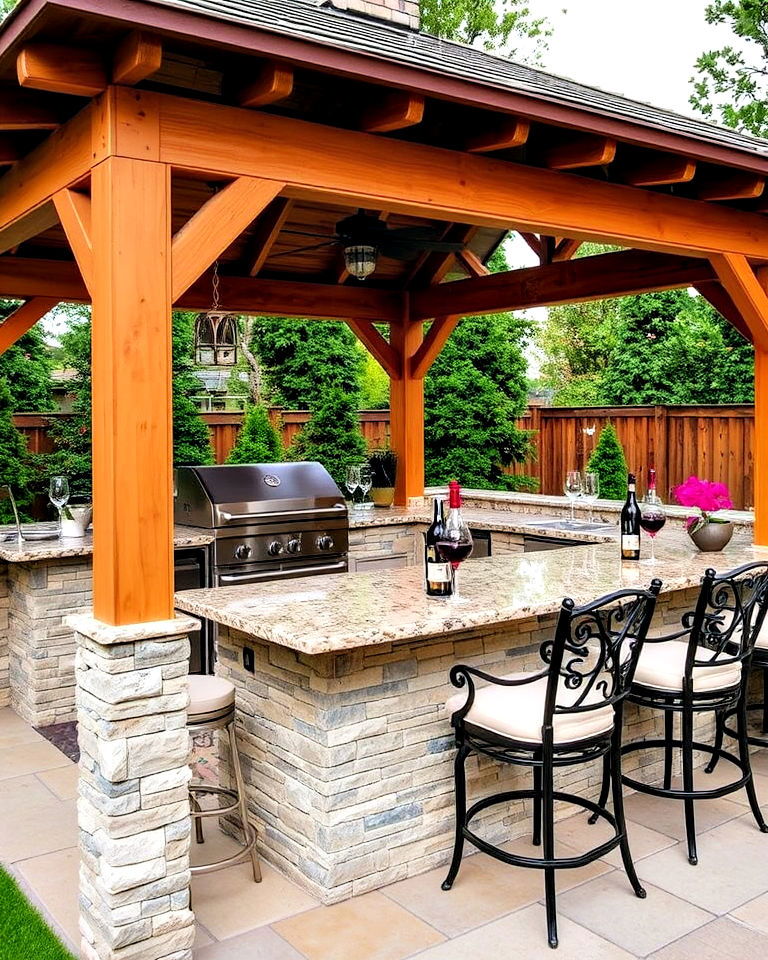 gazebo with outdoor kitchen and wine bar