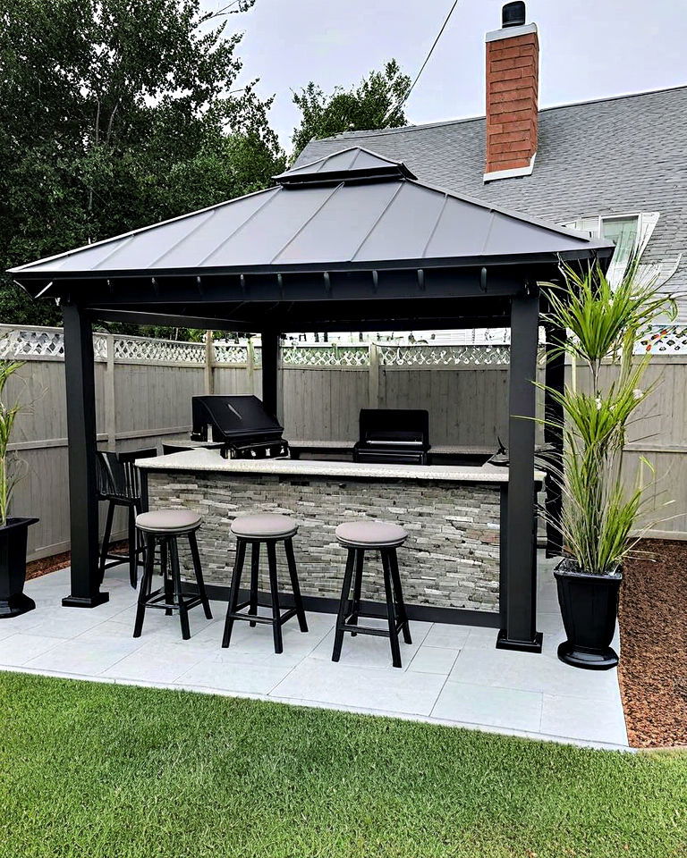 gazebo with wrap around counter and seating