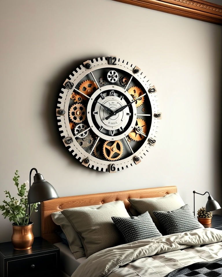 gear inspired wall clock for bedroom