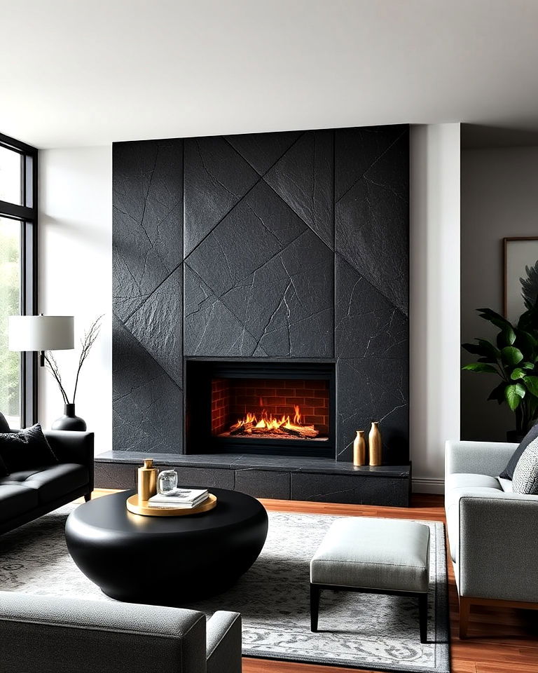 geometric black stone surround