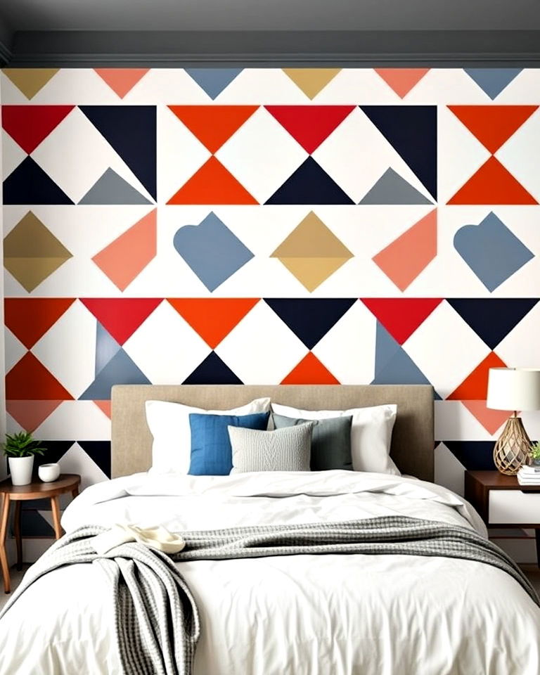 geometric patterns bedroom wall painting