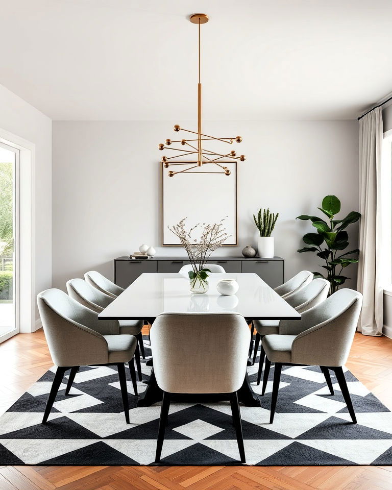 geometric patterns in dining room