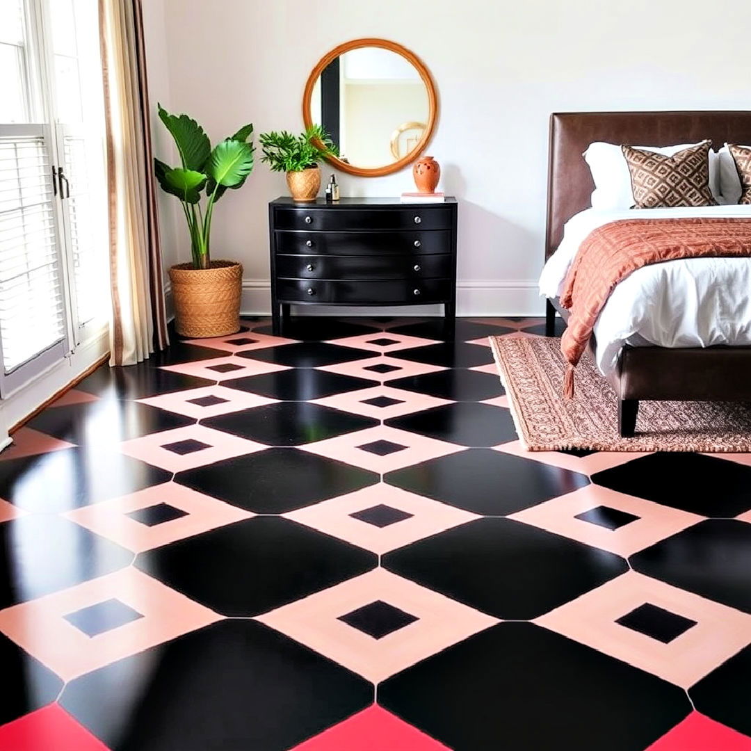 geometric patterns on black floor