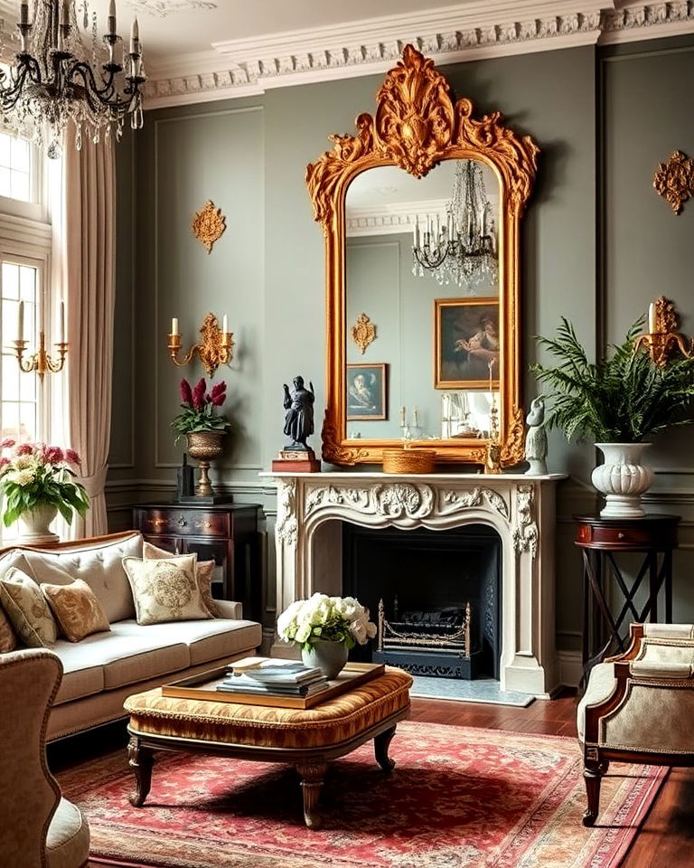 gilded mirror living room
