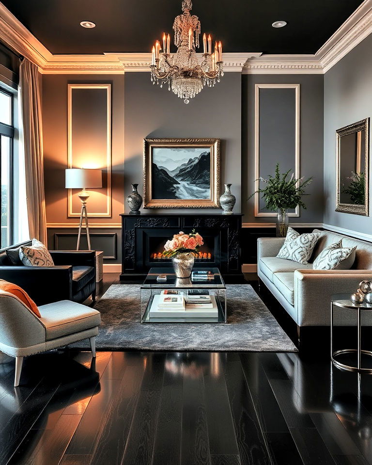 glamourous living room metallic accents