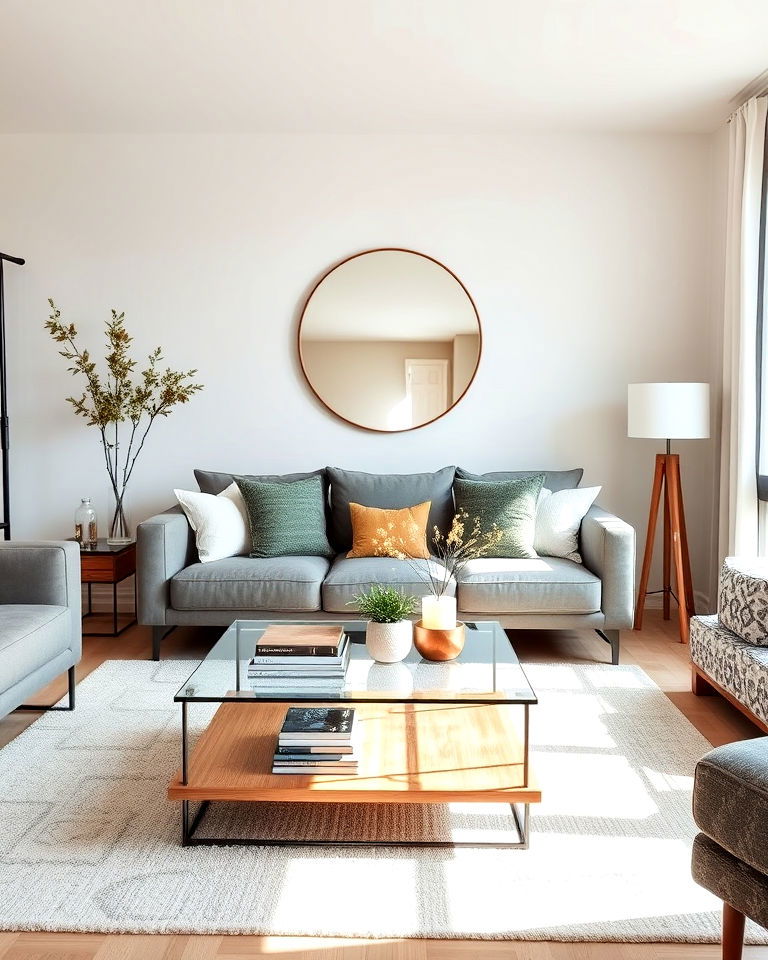 glass and metal accents