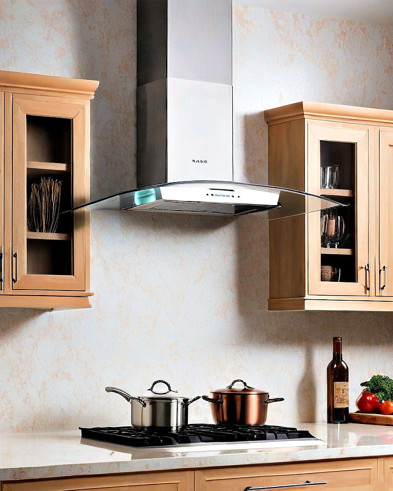 glass and stainless combo range hood