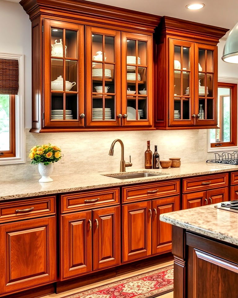 glass front doors cherry cabinets