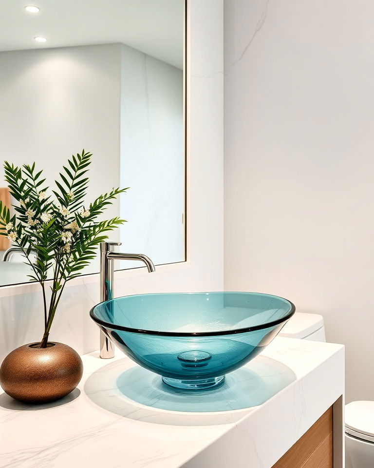 glass vessel sinks aesthetic bathroom