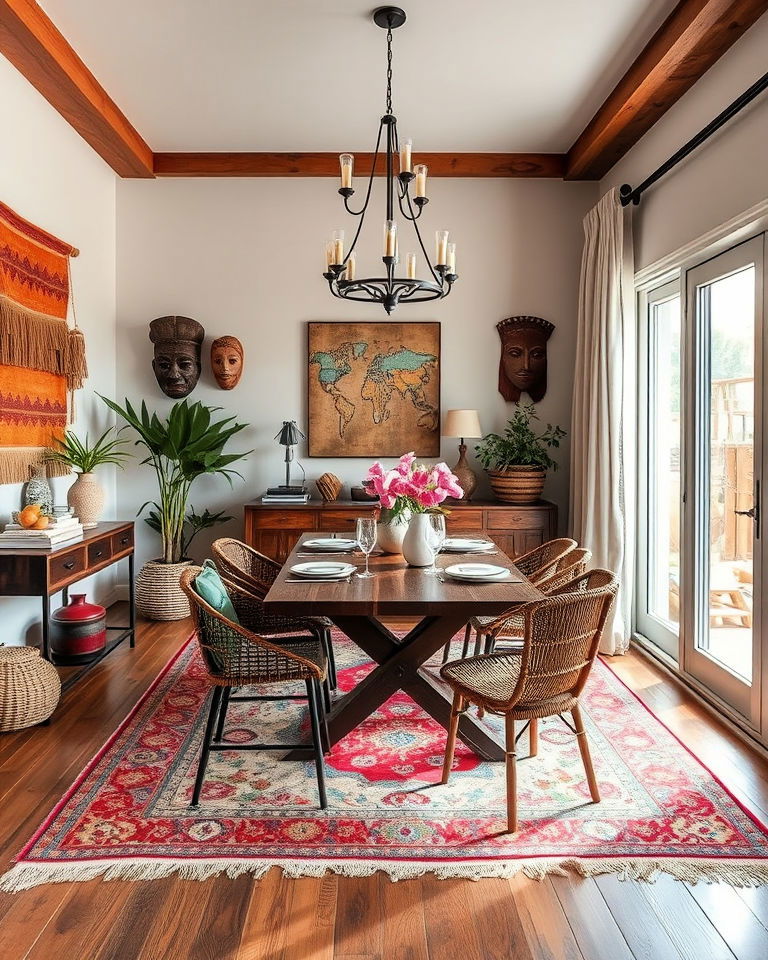 global inspired decor dining room
