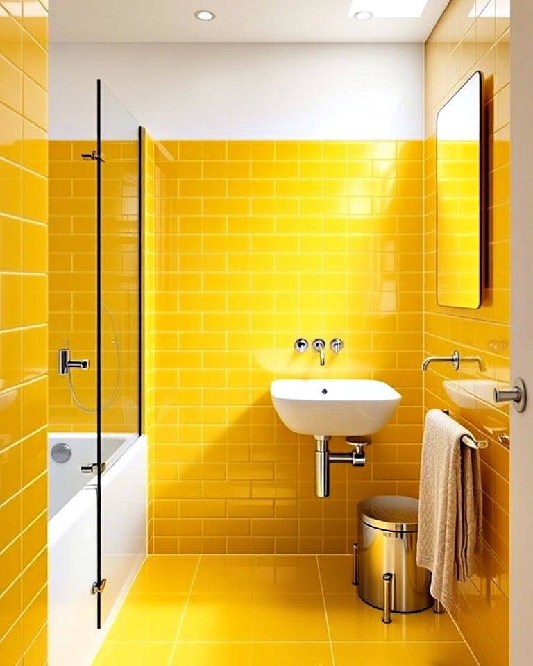 glossy yellow tiles for any bathroom