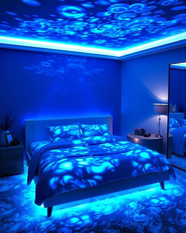 glow in bedroom with underwater lighting effects