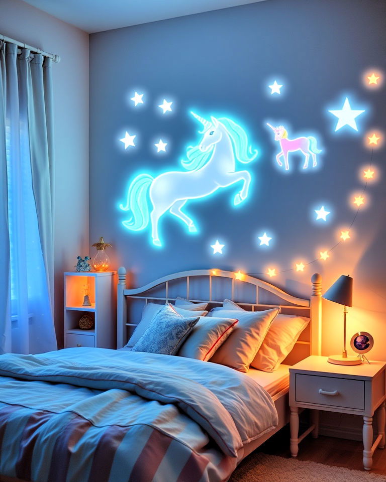 glowing unicorn wall art