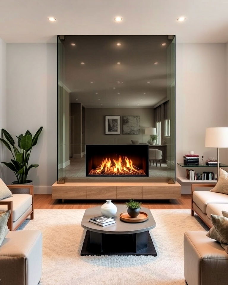 go for a glass enclosed fireplace