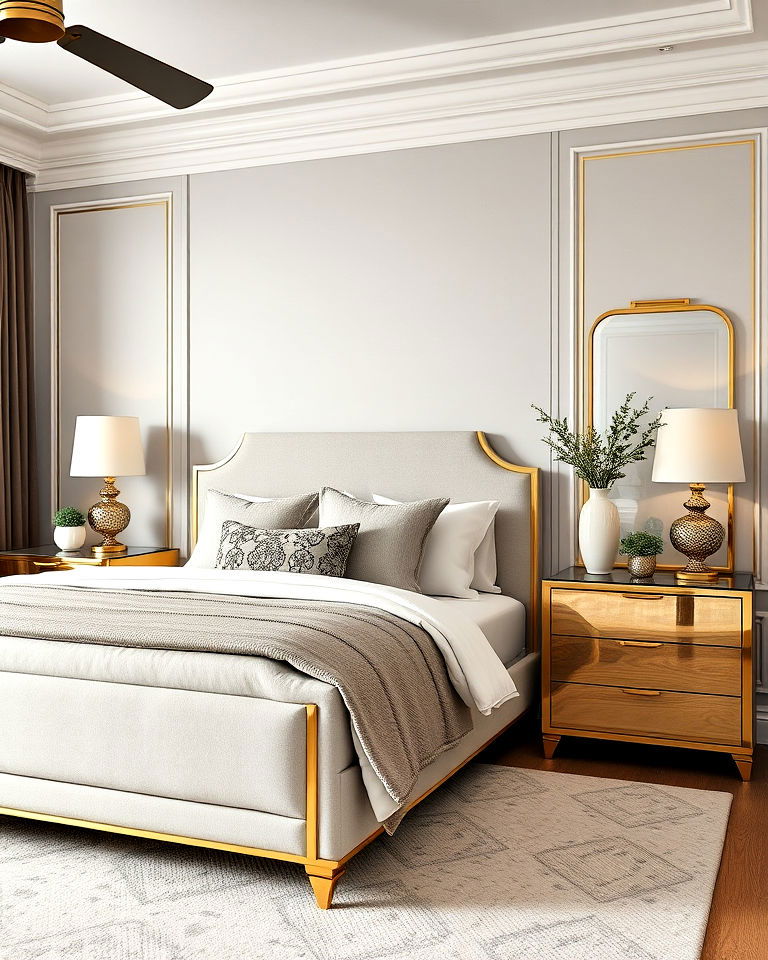 gold accents furniture for bedroom