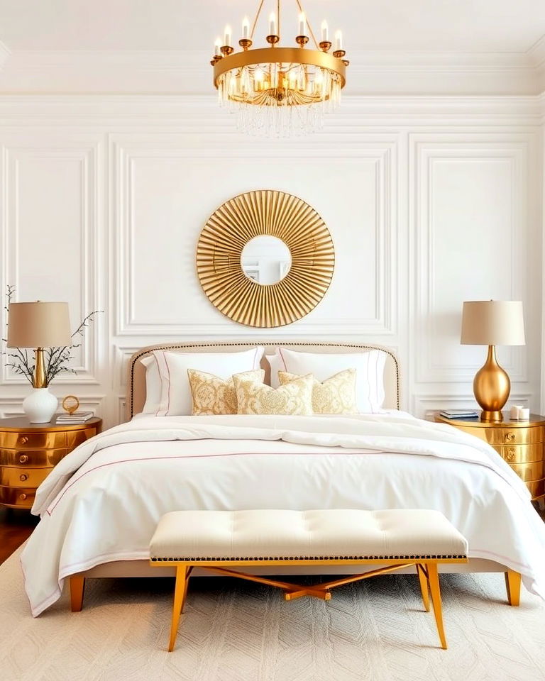 gold and white theme bedroom